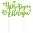 topper papierowy wesolego alleluja z zawijasem zielony 17 5 cm