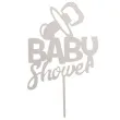 topper plastikowy baby shower smoczek srebrny dekora 16 cm
