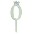 topper plastikowy cyfra 0 korona srebrna partypal