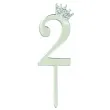 topper plastikowy cyfra 2 korona srebrna partypal