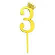 topper plastikowy cyfra 3 korona zlota partypal