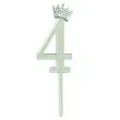 topper plastikowy cyfra 4 korona srebrna partypal