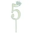 topper plastikowy cyfra 5 korona srebrna partypal