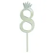 topper plastikowy cyfra 8 korona srebrna partypal