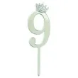 topper plastikowy cyfra 9 korona srebrna partypal