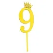 topper plastikowy cyfra 9 korona zlota partypal