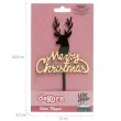 topper plastikowy merry christmas renifer czarno zloty dekora 16 5 cm