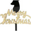 topper plastikowy merry christmas renifer czarno zloty dekora 16 5 cm