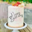 topper z pleksy bok tortu happy birthday srebrny lustrzany 12x8 cm