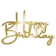 topper z pleksy bok tortu happy birthday zloty lustrzany 12x8 cm