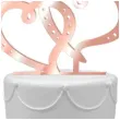 topper z pleksy dwa serca rose gold lustrzany 15 cm