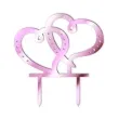 topper z pleksy dwa serca rozowy lustrzany 15 cm