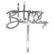 topper z pleksy happy birthday srebrne lustro 15 5 cm