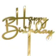 topper z pleksy happy birthday zlote lustro 15 5 cm