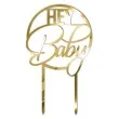 topper z pleksy hey baby zloty lustrzany 11 5 x 18 5 cm