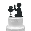 topper z pleksy i komunia chlopiec czarna 12 cm