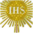 topper z pleksy komunia sw ihs promyki zloty brokat 24 cm