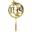 topper z pleksy komunia sw ihs z krzyzem zloty lustrzany 19 cm