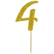 topper z pleksy liczba 4 zloty brokat 18 cm