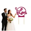 topper z pleksy love rozowy brokat 13 5 x 19 5 cm