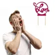 topper z pleksy love rozowy brokat 13 5 x 19 5 cm