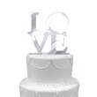 topper z pleksy love srebrny lustrzany 16 cm