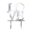 topper z pleksy love srebrny lustrzany 16 cm