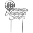 topper z pleksy pierwsza komunia sw ihs kolko srebrny lustrzany 13 x 18 cm