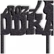 topper z pleksy roz wodka czarny brokat 16 x 18 cm