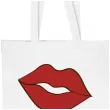 torba biala non woven na zakupy nadruk walentynki czerwone usta wargi
