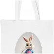 torba na zakupy prezent wielkanoc pani krolik i pisanki wesolego alleluja bialy 40x35 cm