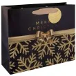 torebka na prezenty sniezynki merry christmas czarny partypal 26 5 x 33 cm