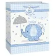 torebka prezentowa baby shower slonik niebieska unique 32x26 cm