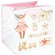 torebka prezentowa dzieciece atrybuty ciuchcia rozowy jasny partypal 23 x 23 x 20 cm