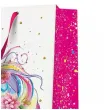 torebka prezentowa jednorozec i kwiaty bialo rozowy paw 30 x 41 x 12 cm