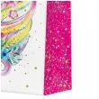 torebka prezentowa jednorozec i kwiaty bialo rozowy paw 30 x 41 x 12 cm