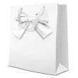torebka prezentowa kokarda 3d premium biala paw 26 5x33 5 cm