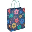 torebka prezentowa kwiaty i kropki granatowy partypal 42 x 32 x 11 cm