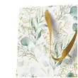 torebka prezentowa liscie eukaliptusa bialo zloty paw 26 5 x 33 5 x 13 cm