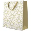 torebka prezentowa luxury mesh bialo zloty paw 26 5 x 13 x 33 5 cm