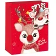 torebka prezentowa renifer merry christmas czerwona partypal 18x23x10