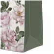 torebka prezentowa roze zielone uchwyty i boki paw 26 5 x 33 5 x 13 cm