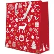 torebka prezentowa swiateczny klimat renifer sniezki czerwona paw 17x17x6 cm