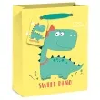 torebka prezentowa wesoly dinozaur zolta partypal 42 x 32 cm