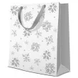 torebka prezentowa zimowy klimat sniezynki biala paw 17x17x6 cm
