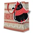 torebka prezentowa zimowy kotek czerwony bez paw 20x25 cm