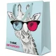 torebka prezentowa zyrafa w okularach paw 20x25 cm