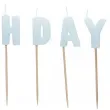 urodzinowe swieczki na tort napis happy birthday blekitne pastelowe 13 szt