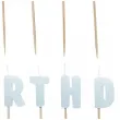 urodzinowe swieczki na tort napis happy birthday blekitne pastelowe 13 szt
