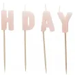 urodzinowe swieczki na tort napis happy birthday rozowe pastelowe 13 szt